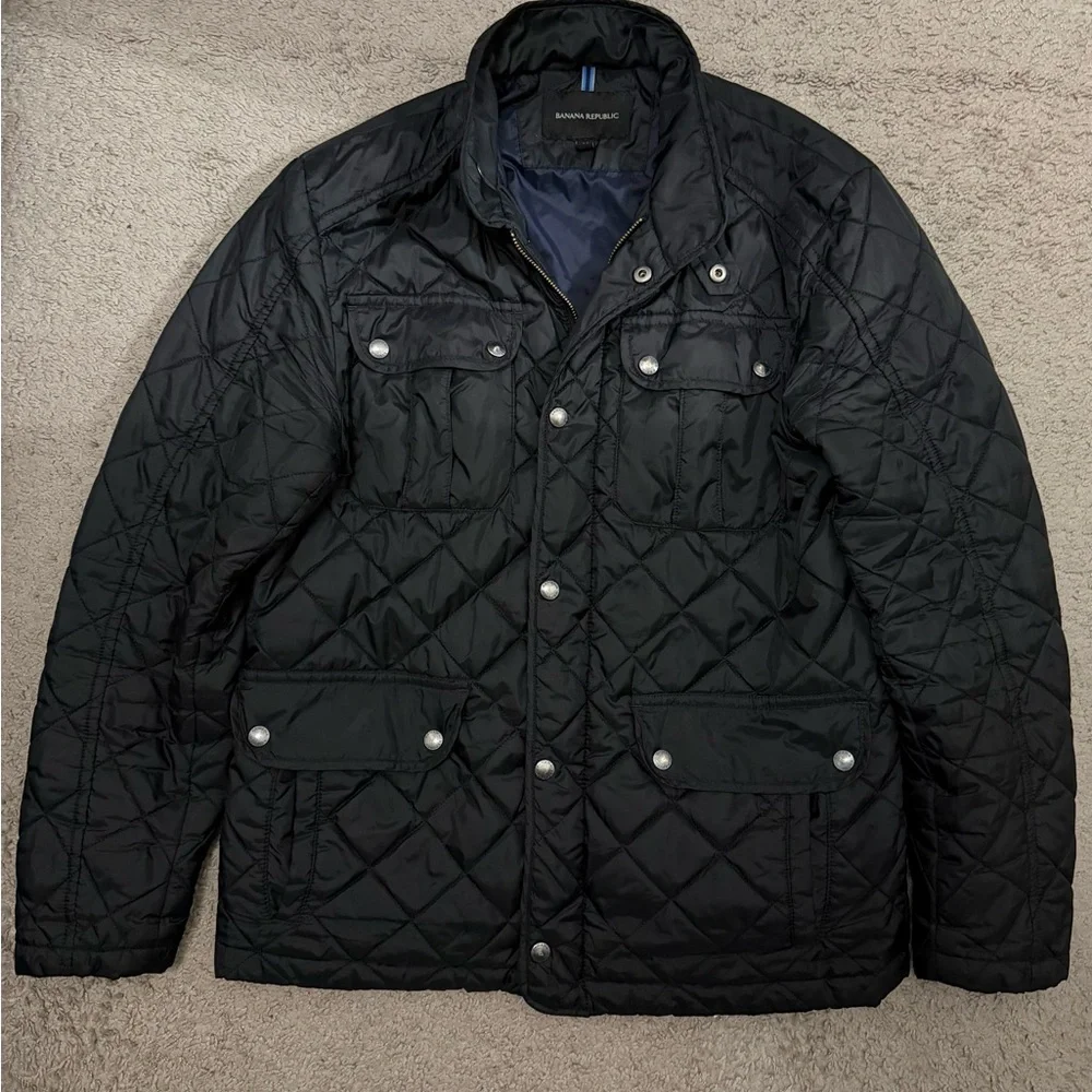 Banana Republic Men's Black Quilted Jacket Medium